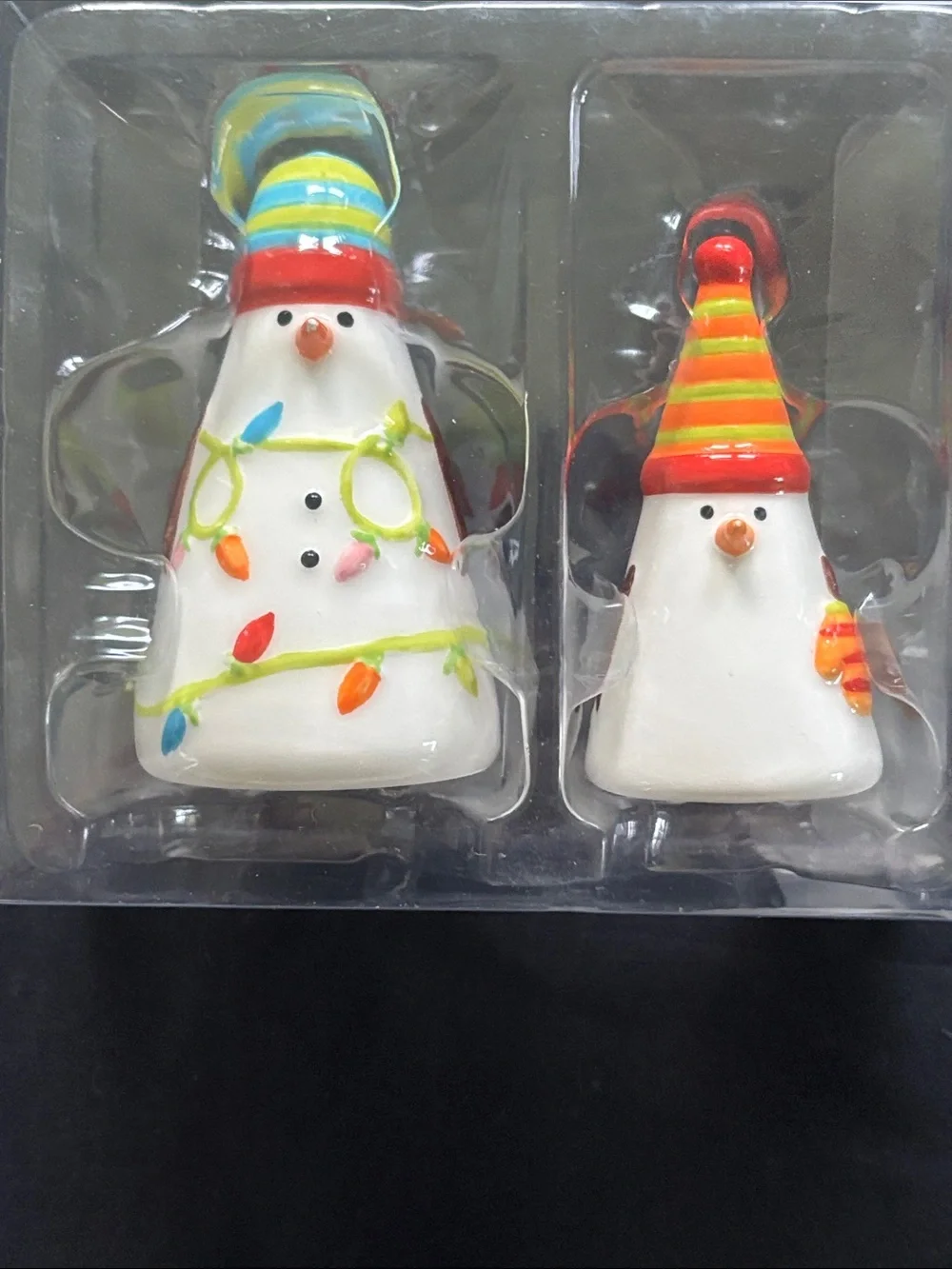Crate&Barrel Snowman Ceramic Cream & Sugar and Salt & Pepper Shaker Set